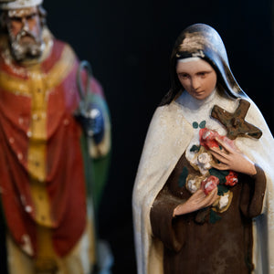 Vintage Plaster Religious Statues - Saint Therese & Saint