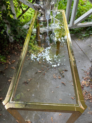 Original French Mid Century Brass & Glass Console