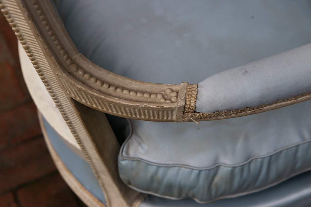 19th Century French Blue Silk Parlour Chairs