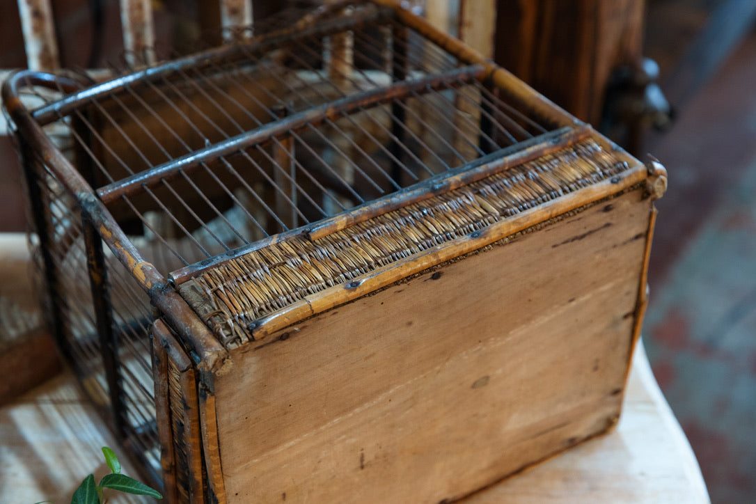 French 1950's Rattan Birdcage