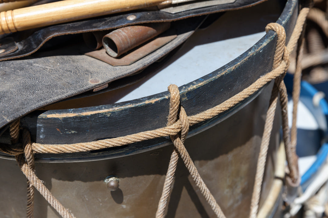 Vintage French Brass Parade Drums