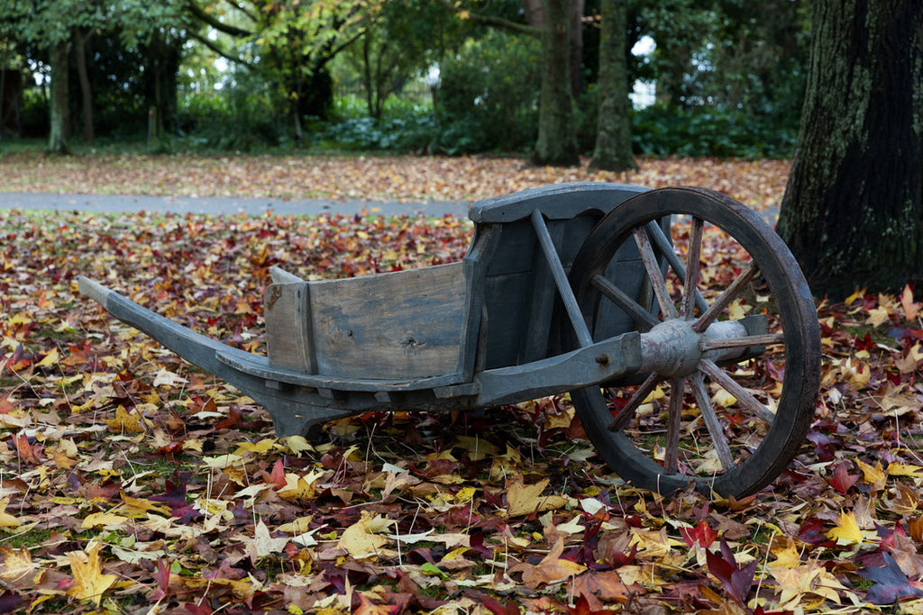 Antique French Farmhouse Wooden Wheelbarrow