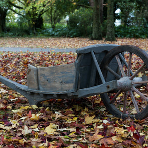 Antique French Farmhouse Wooden Wheelbarrow