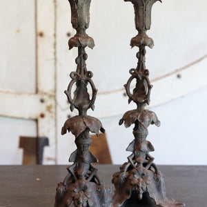 French 19th Century Candlesticks - Leaf Detailing