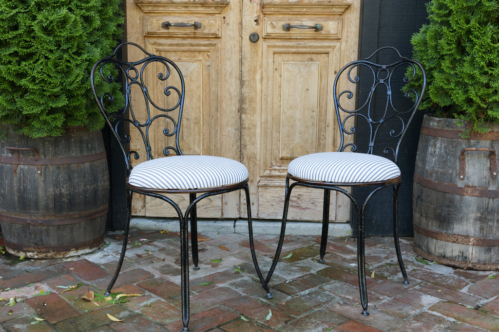 19th Century French Bistro Chairs - Ticking Seat