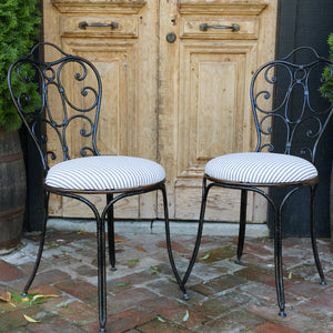 19th Century French Bistro Chairs - Ticking Seat