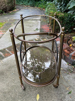 Original French Mid Century Copper & Brass Cocktail Trolley