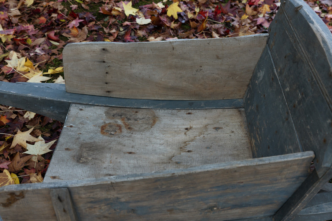 Antique French Farmhouse Wooden Wheelbarrow