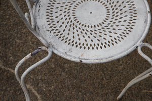 French Wrought Iron Garden Chairs - White Patina