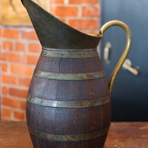 Antique French Wooden & Brass Jug - No 1