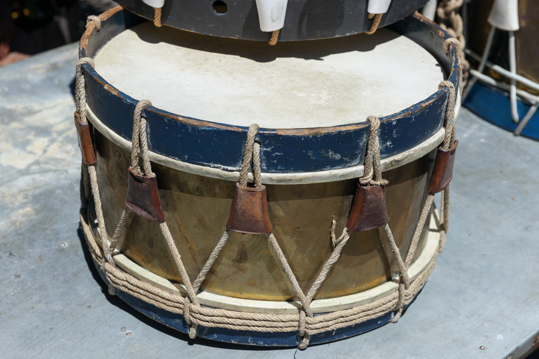 Vintage French Brass Parade Drums