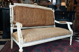 19th Century French Undressed Sofa - White Patina