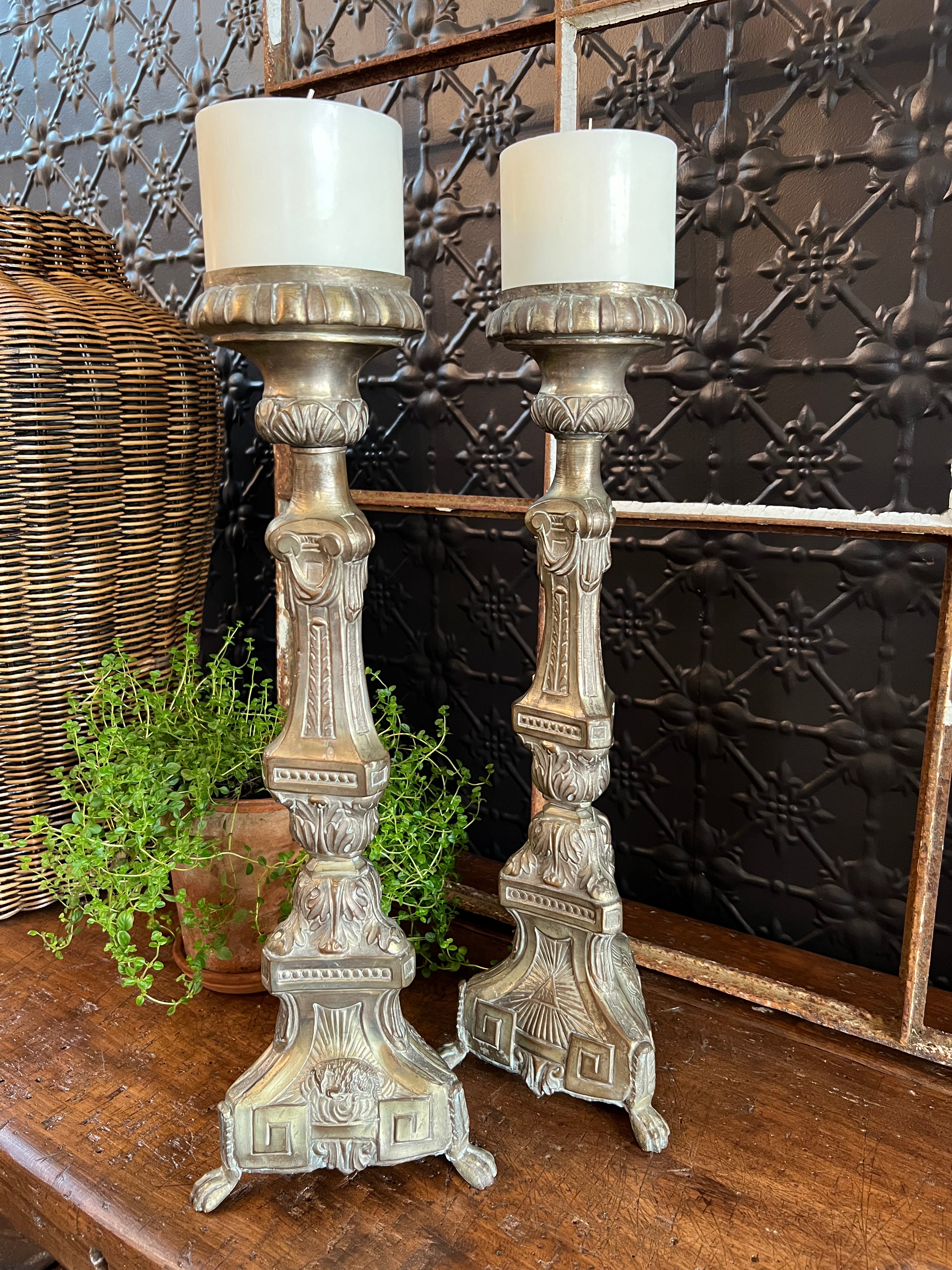 Beautiful 19th Century French Brass Candlesticks