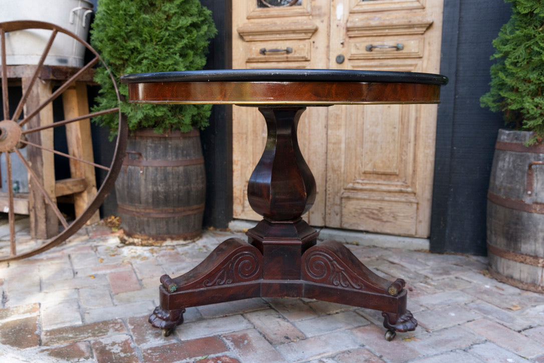 French Empire Style Mahogany & Black Marble Parlour Table