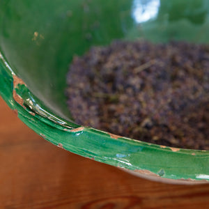 French Provencal Bowl Green Glaze