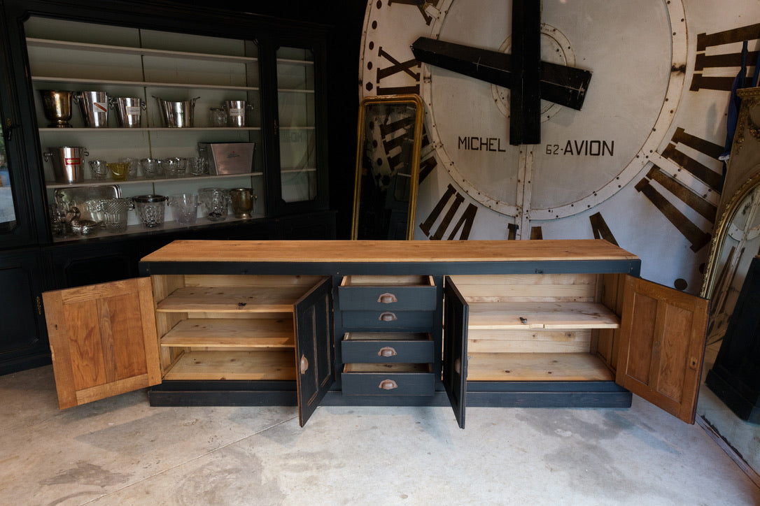 Large French Oak Sideboard - Black