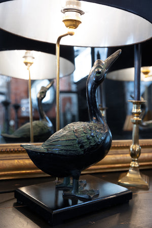 French Mid Century Brass Duck Lamps