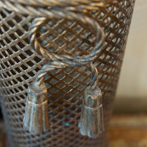 Original French Mid Century Brass Umbrella Stand - Tassel Detail