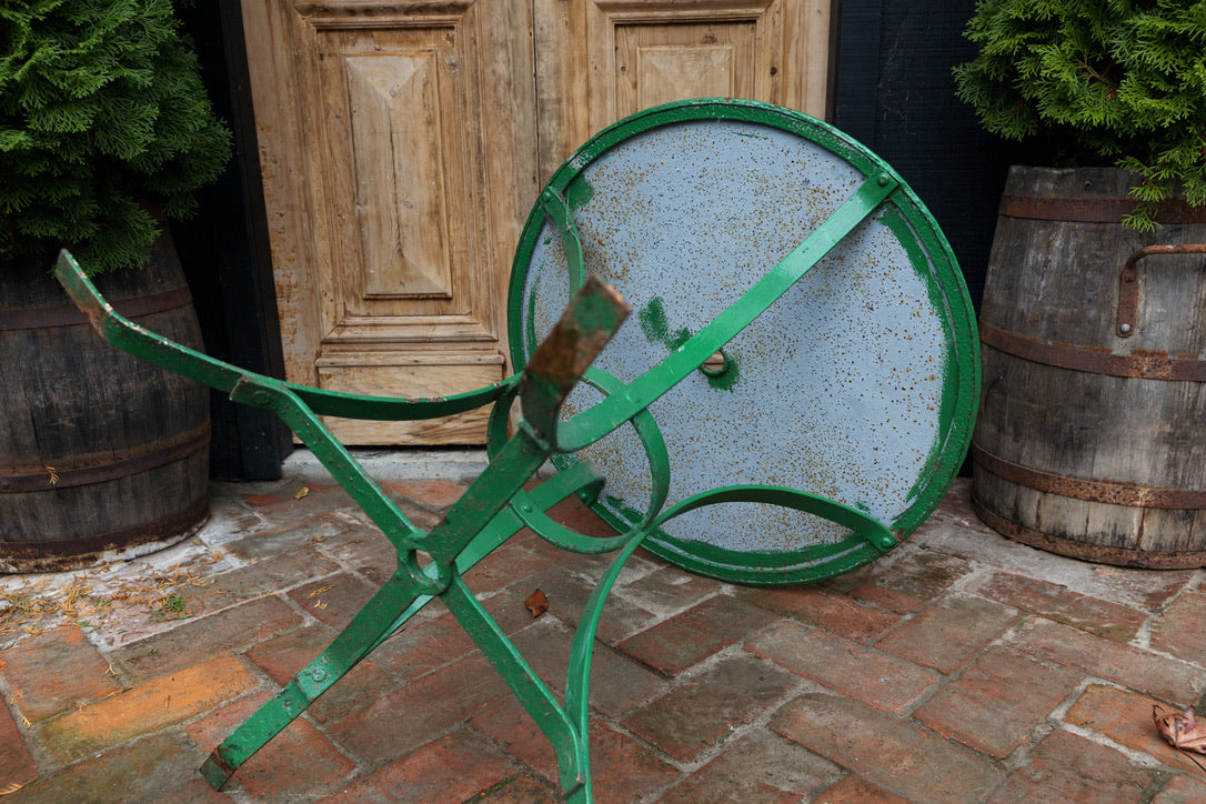 French Green Metal Garden Table