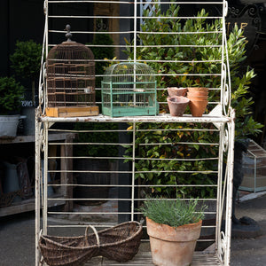 Vintage French Metal Bakery Rack - White Patina