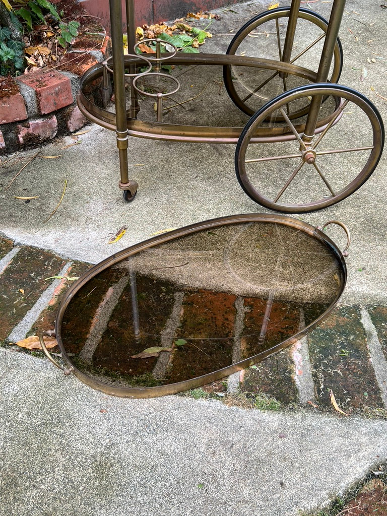 Original French Mid Century Copper & Brass Cocktail Trolley