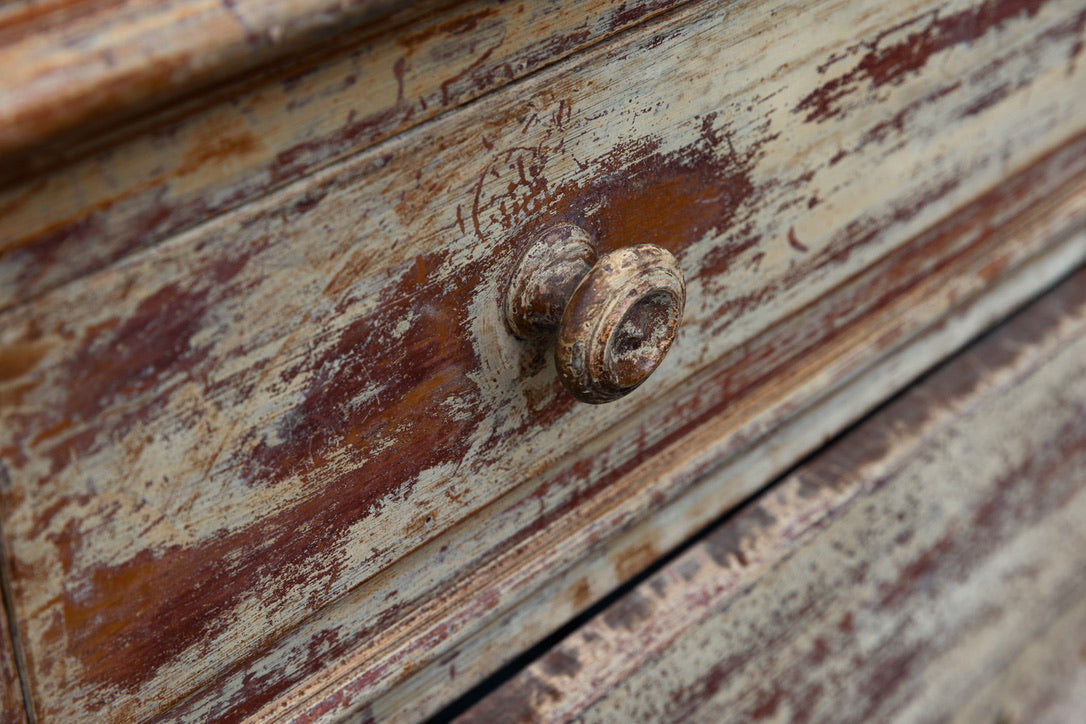 Vintage French Pine Chest Of Drawers - White Patina