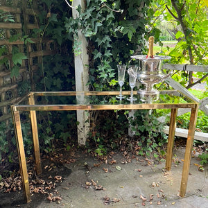 Original French Mid Century Brass & Glass Console