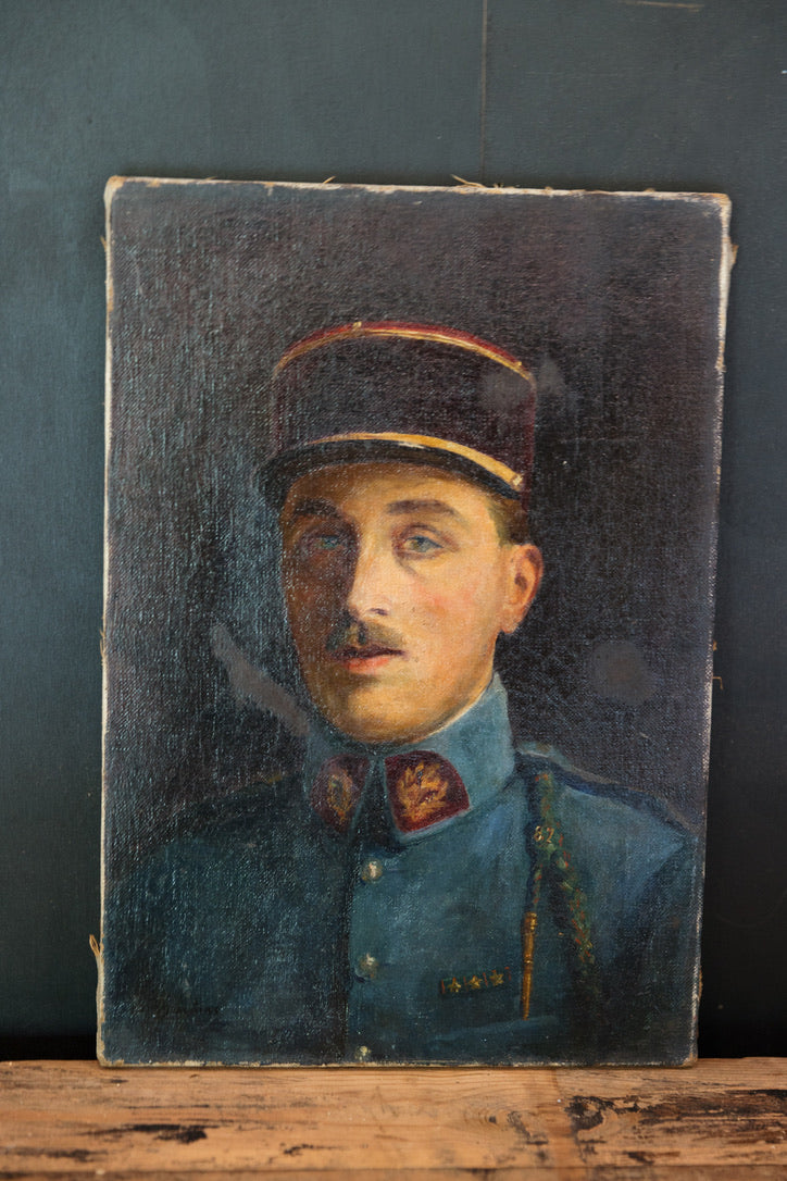 French Oil Canvas - Soldier Boy