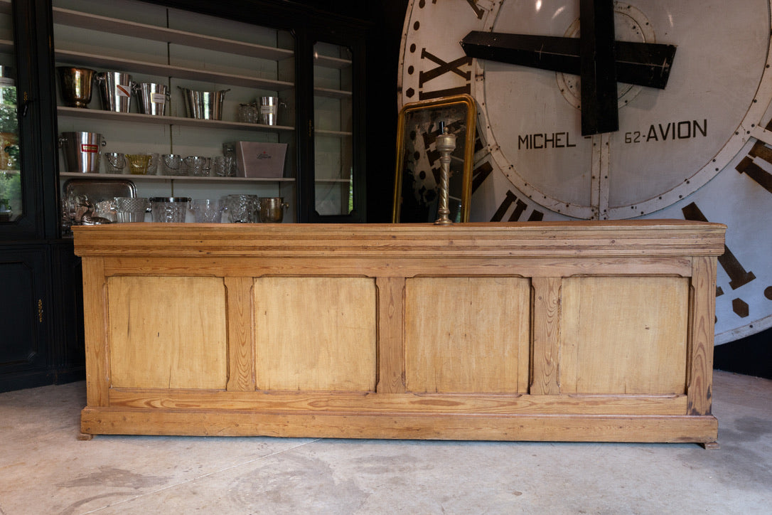 1930's French Pine Bar/Brasserie Counter with Brass Beer Pump