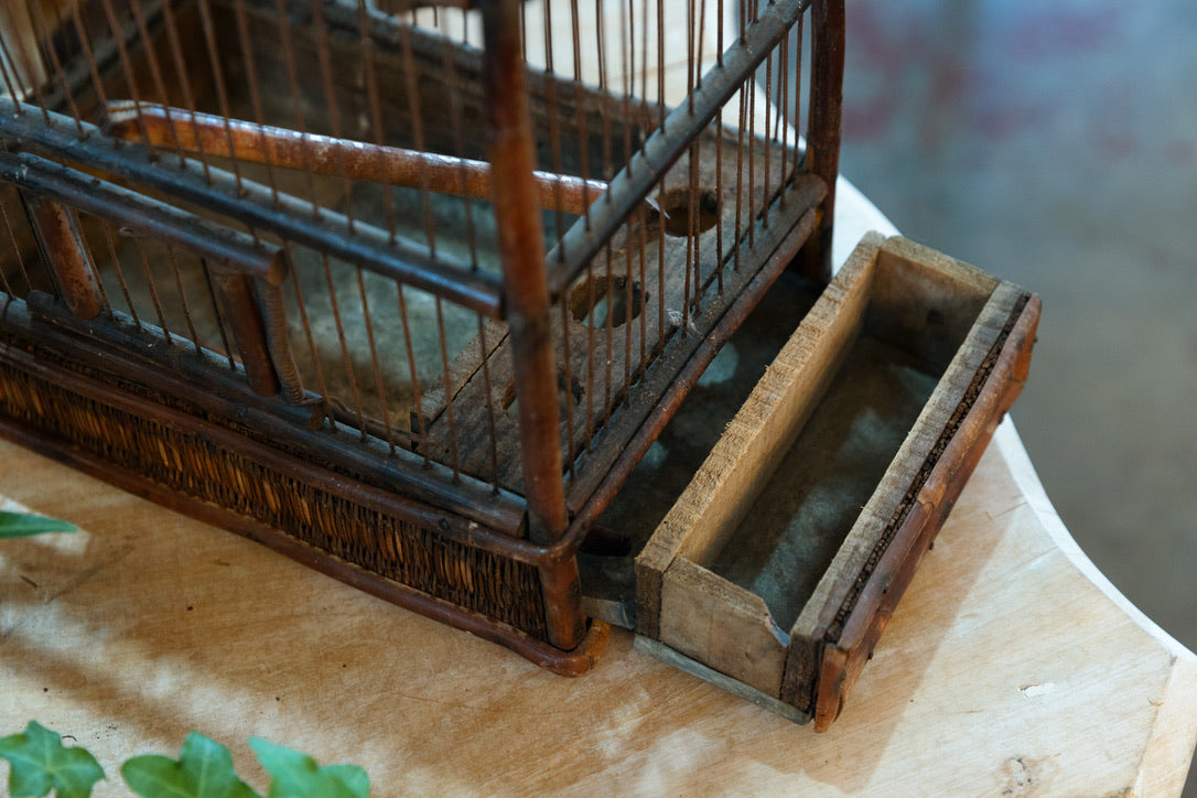 French 1950's Rattan Birdcage