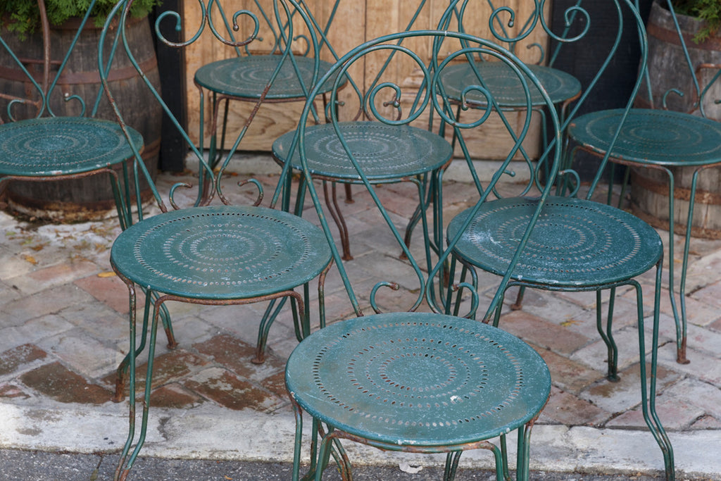 French Wrought Iron Garden Chairs - Green