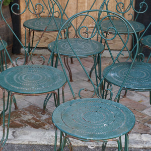 French Wrought Iron Garden Chairs - Green