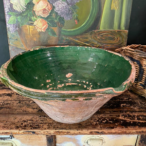 Beautiful Original French Green Provence Confit Bowl