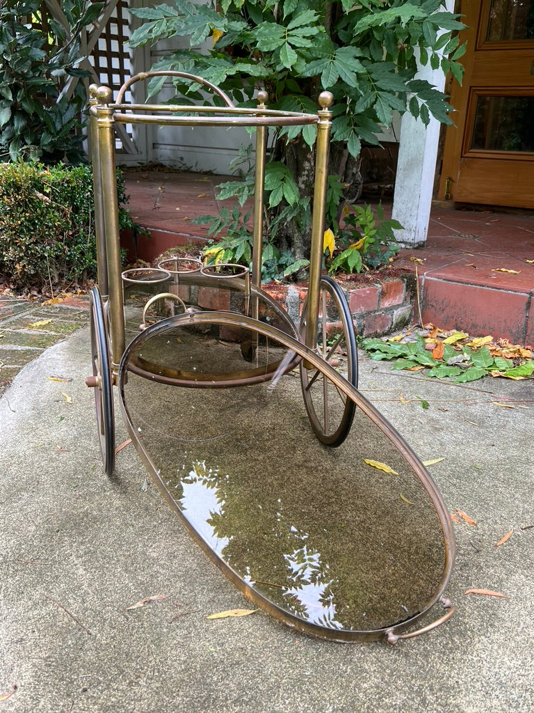 Original French Mid Century Copper & Brass Cocktail Trolley