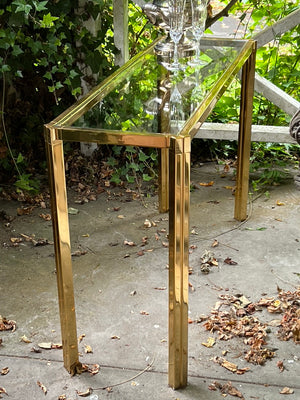 Original French Mid Century Brass & Glass Console