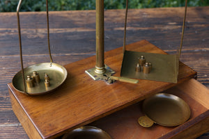 Antique French Oak & Brass Chemist Scales