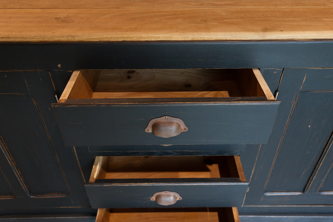 Large French Oak Sideboard - Black