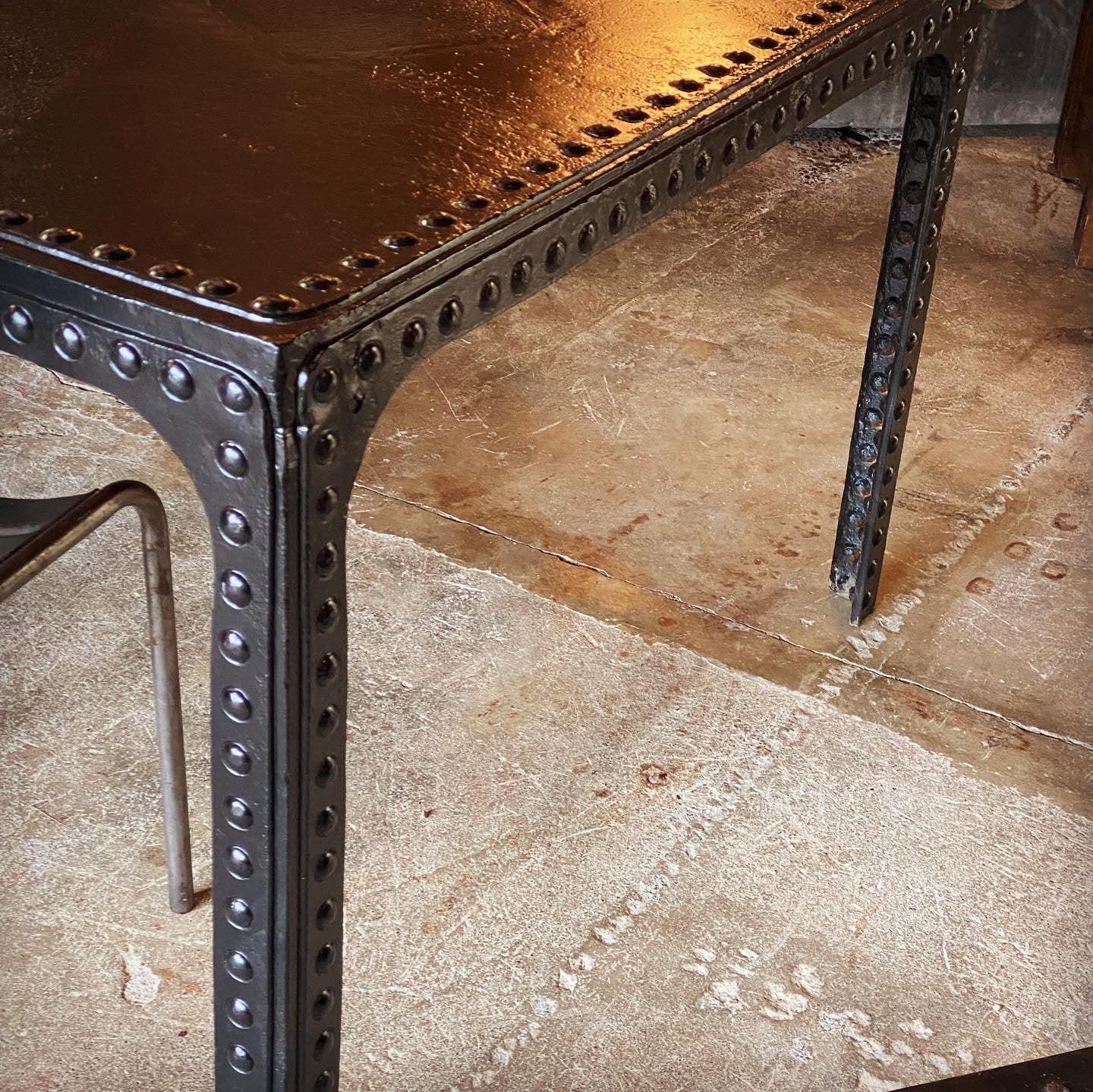 Magnificent Huge French Industrial Steel Rivet Table – French & Sons