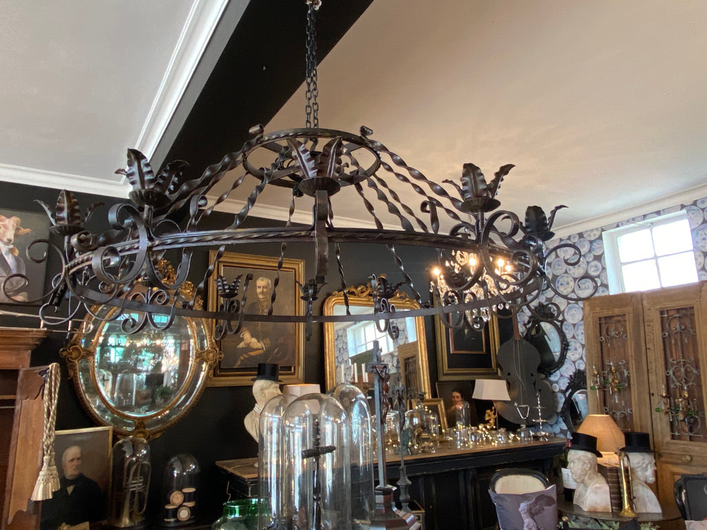 Huge French Forged Wrought Iron Light