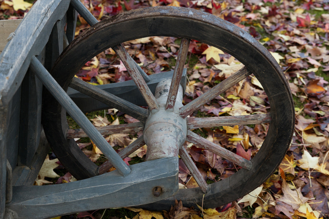 Antique French Farmhouse Wooden Wheelbarrow