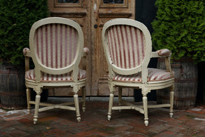 19th Century French Striped Parlour Chairs