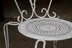 French Wrought Iron Garden Chairs - White Patina
