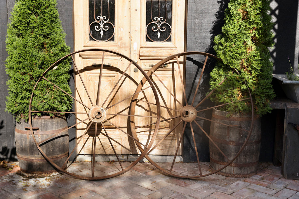 Large Belgium Cast Iron Wagon Wheels