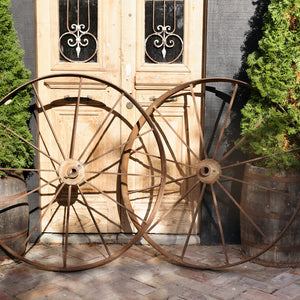 Large Belgium Cast Iron Wagon Wheels