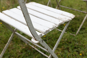 French Vintage Folding White Wooden Cafe'/Garden Chairs