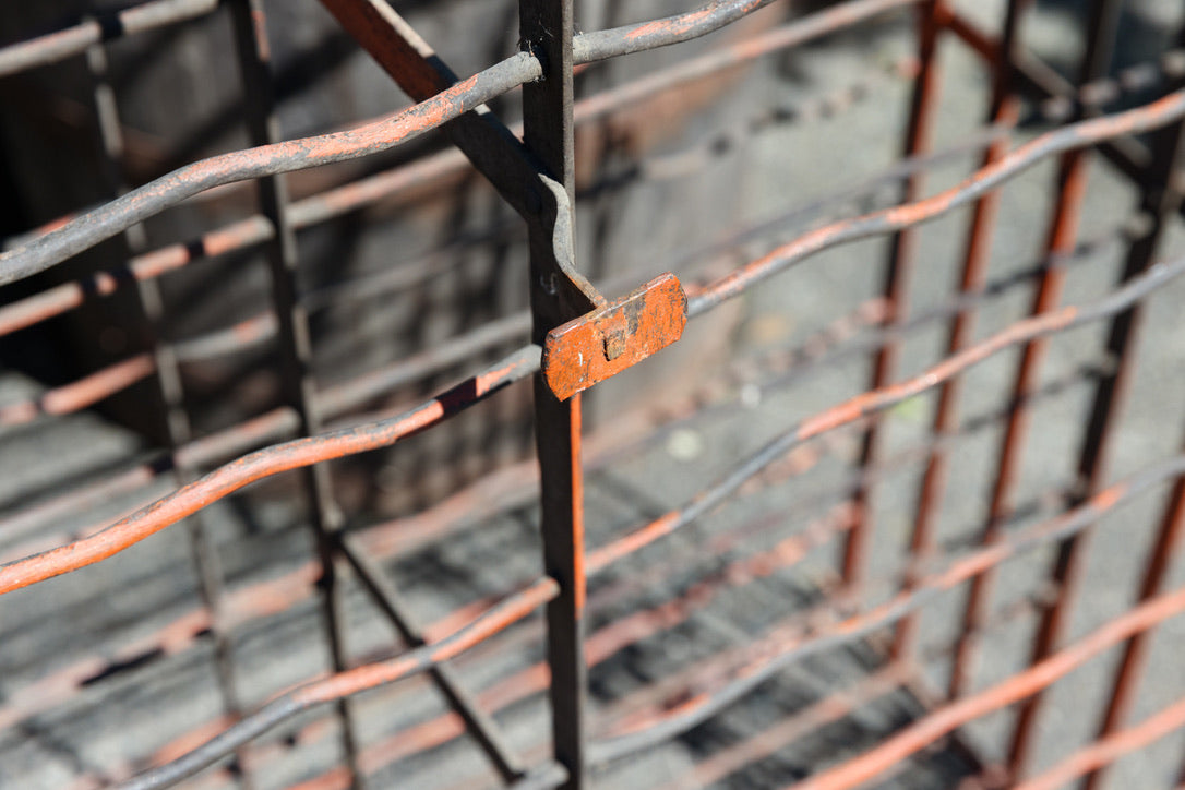 French Wine Bottle Cage - Orange Silver Patina