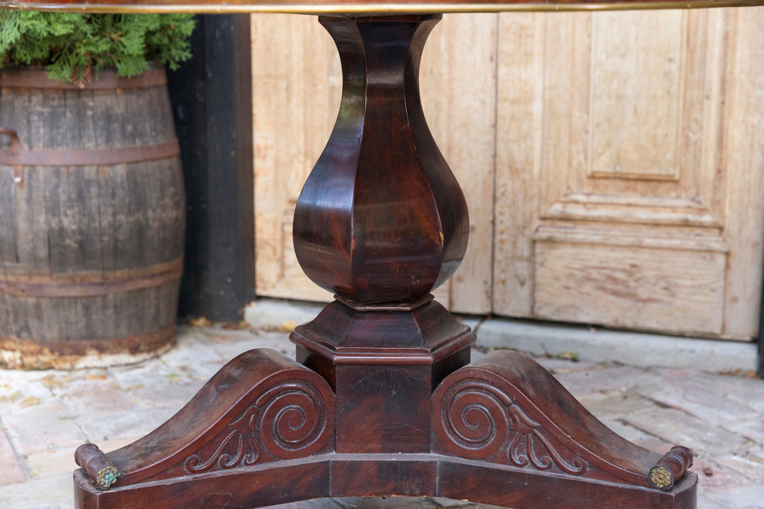 French Empire Style Mahogany & Black Marble Parlour Table