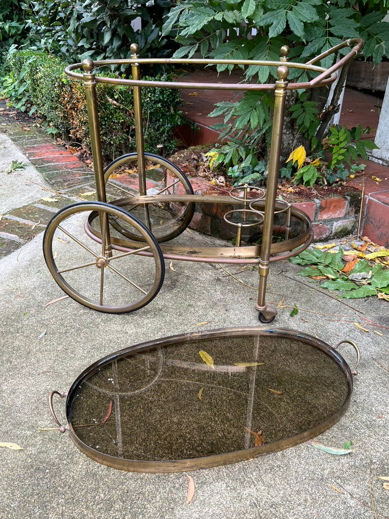 Original French Mid Century Copper & Brass Cocktail Trolley