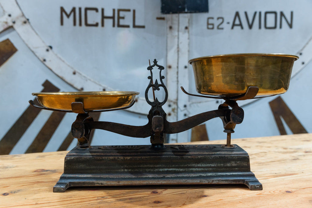 Antique French Force Scales - Iron & Polished Brass