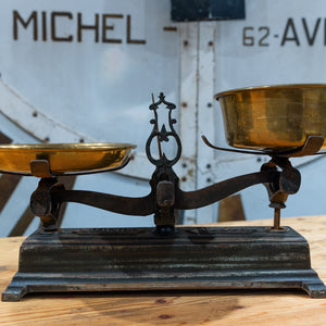 Antique French Force Scales - Iron & Polished Brass